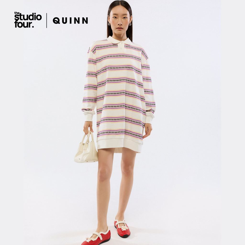 QUINN - Stripe Long Sleeve Polo Mini Dress ชุดเดรส (Q26PGWA005)