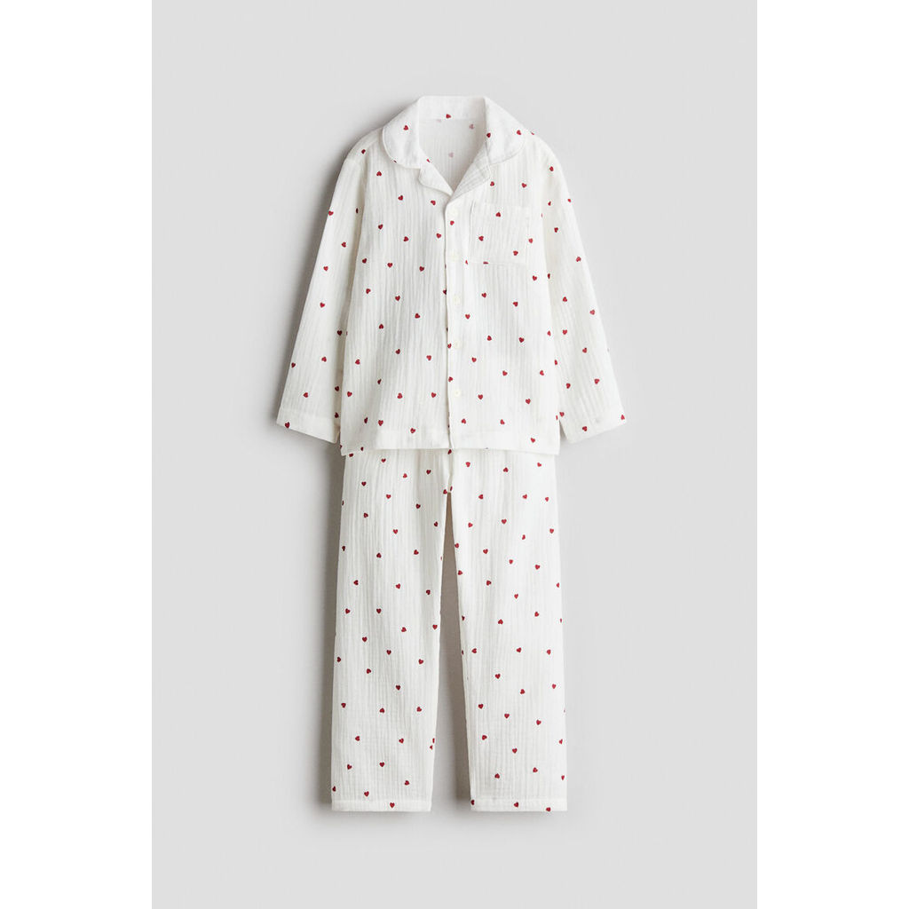 H&M(เอชแอนด์เอ็ม) ชุดนอนผ้าฝ้ายมัสลิน Girls Cotton muslin pyjamas 1298870_1