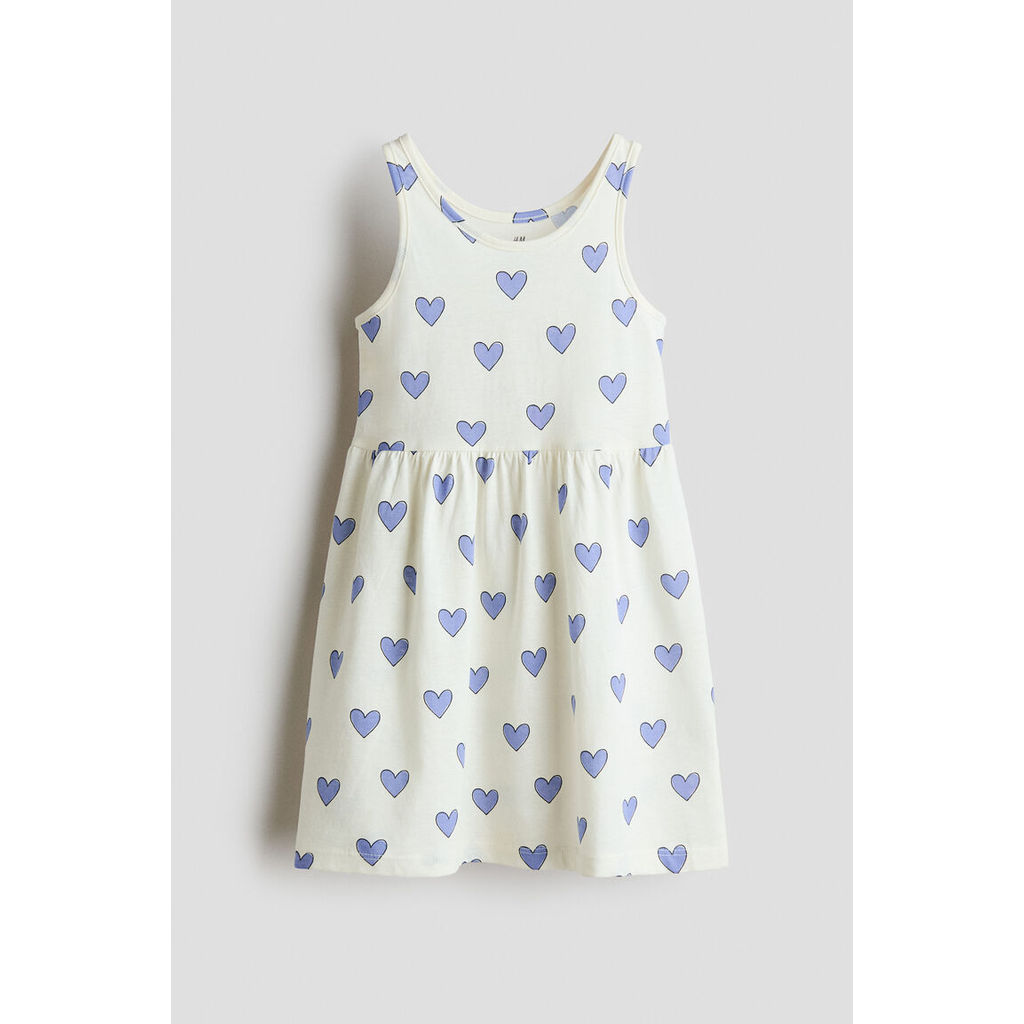 H&M(เอชแอนด์เอ็ม) เดรสผ้าฝ้ายพิมพ์ลาย Girls Printed cotton dress 1317542_1
