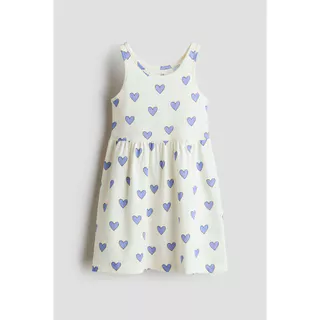 H&M(เอชแอนด์เอ็ม) เดรสผ้าฝ้ายพิมพ์ลาย Girls Printed cotton dress 1317542_1