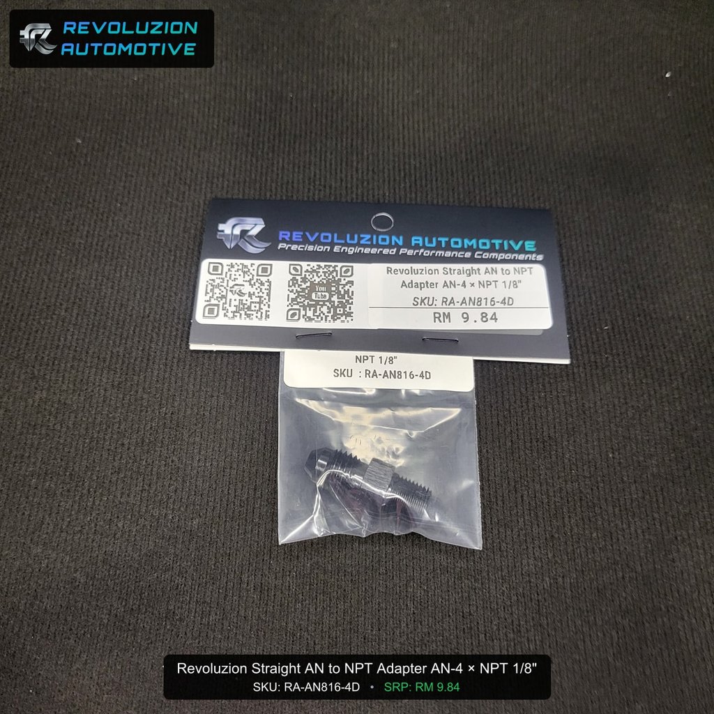 Revoluzion Straight AN to NPT Adapter AN-4 NPT 1/8