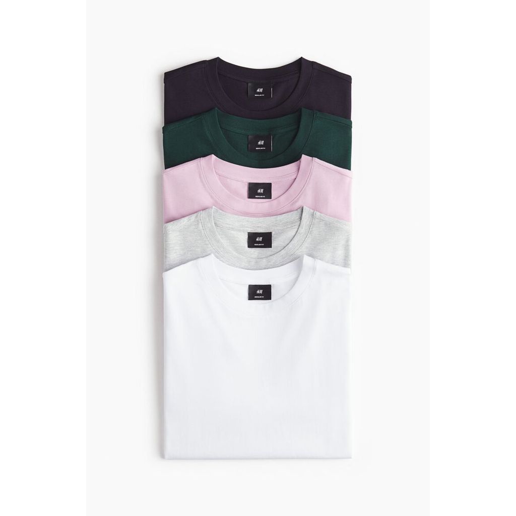 H&M(เอชแอนด์เอ็ม) แพ็ค 5 ตัว เสื้อยืด Regular Fit ผู้ชาย 1216851_15