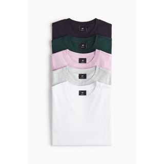 H&M(เอชแอนด์เอ็ม) แพ็ค 5 ตัว เสื้อยืด Regular Fit ผู้ชาย 121…