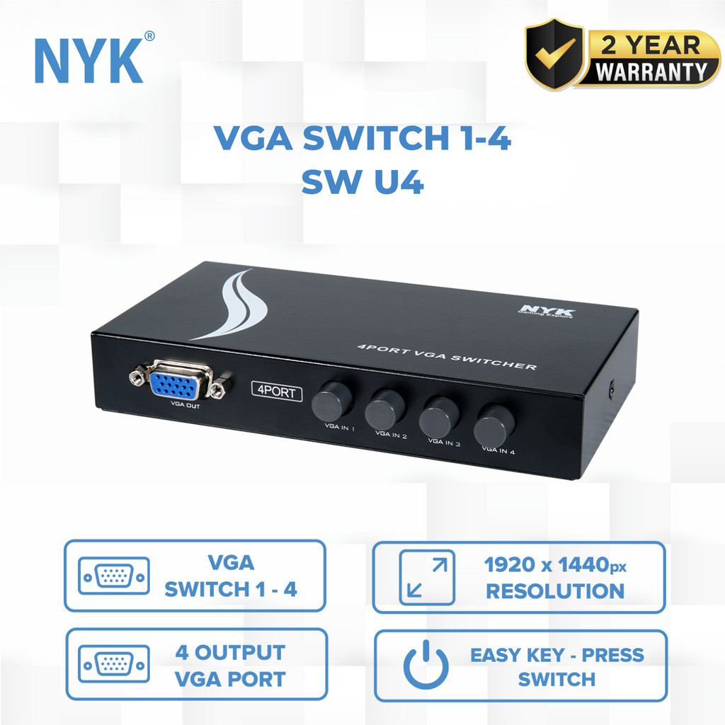 NYK VGA HUB 2.0 SWITCH 1-4 พอร์ต HUB พร้อมการรับประกัน Docking Station Data transfer โทรศัพท์มือถือ 