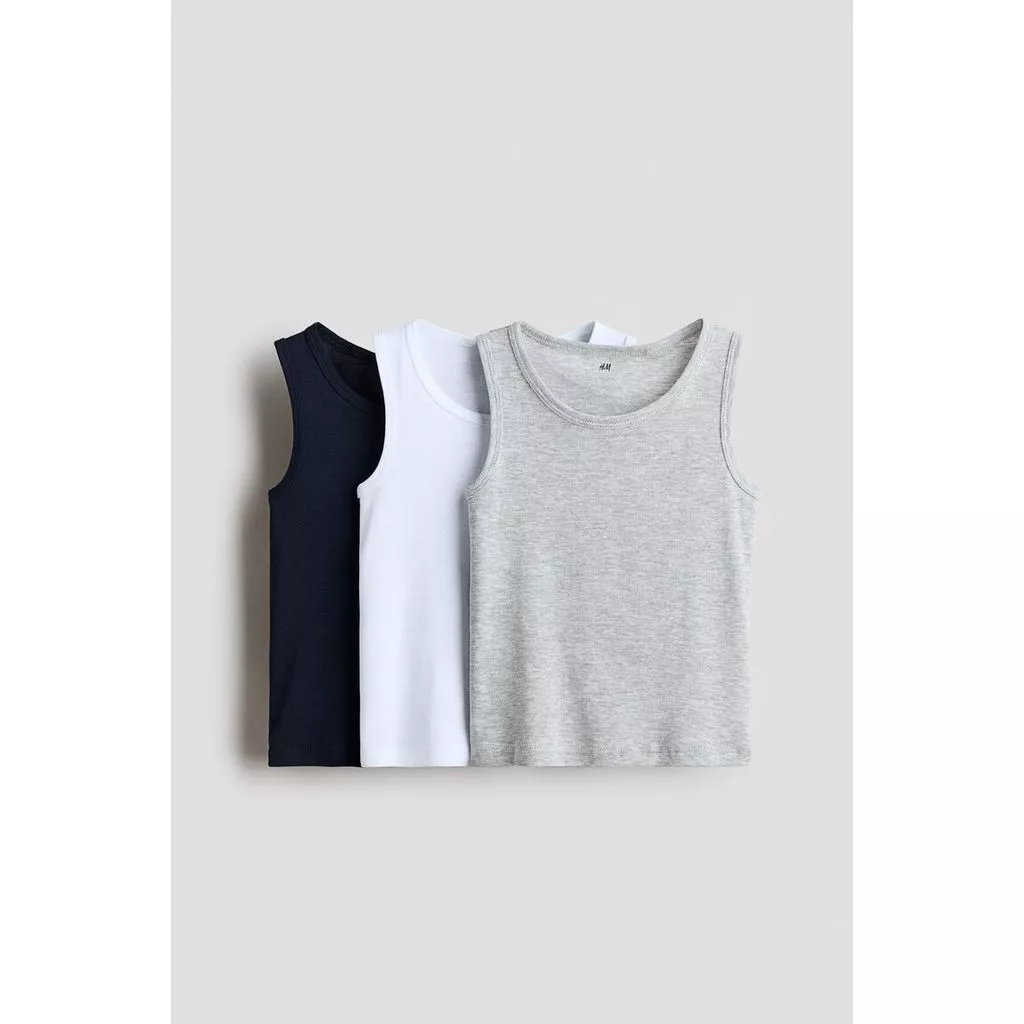 H&M(เอชแอนด์เอ็ม) เสื้อกล้ามผ้าคอตตอน แพ็ก 3 ตัว Boys 3-pack cotton vest tops 1237524_5