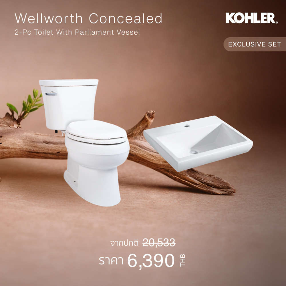 KOHLER (Exclusive set) KOHLER Wellworth concealed 2-PC toilet w/Parliament vessel K-37884X-C-0/14715
