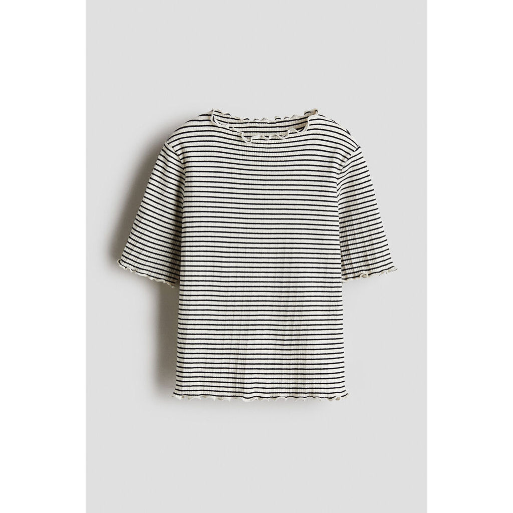 H&M(เอชแอนด์เอ็ม) เสื้อคอเต่าผ้าฝ้ายริบ Girls Ribbed cotton top 1321559_1