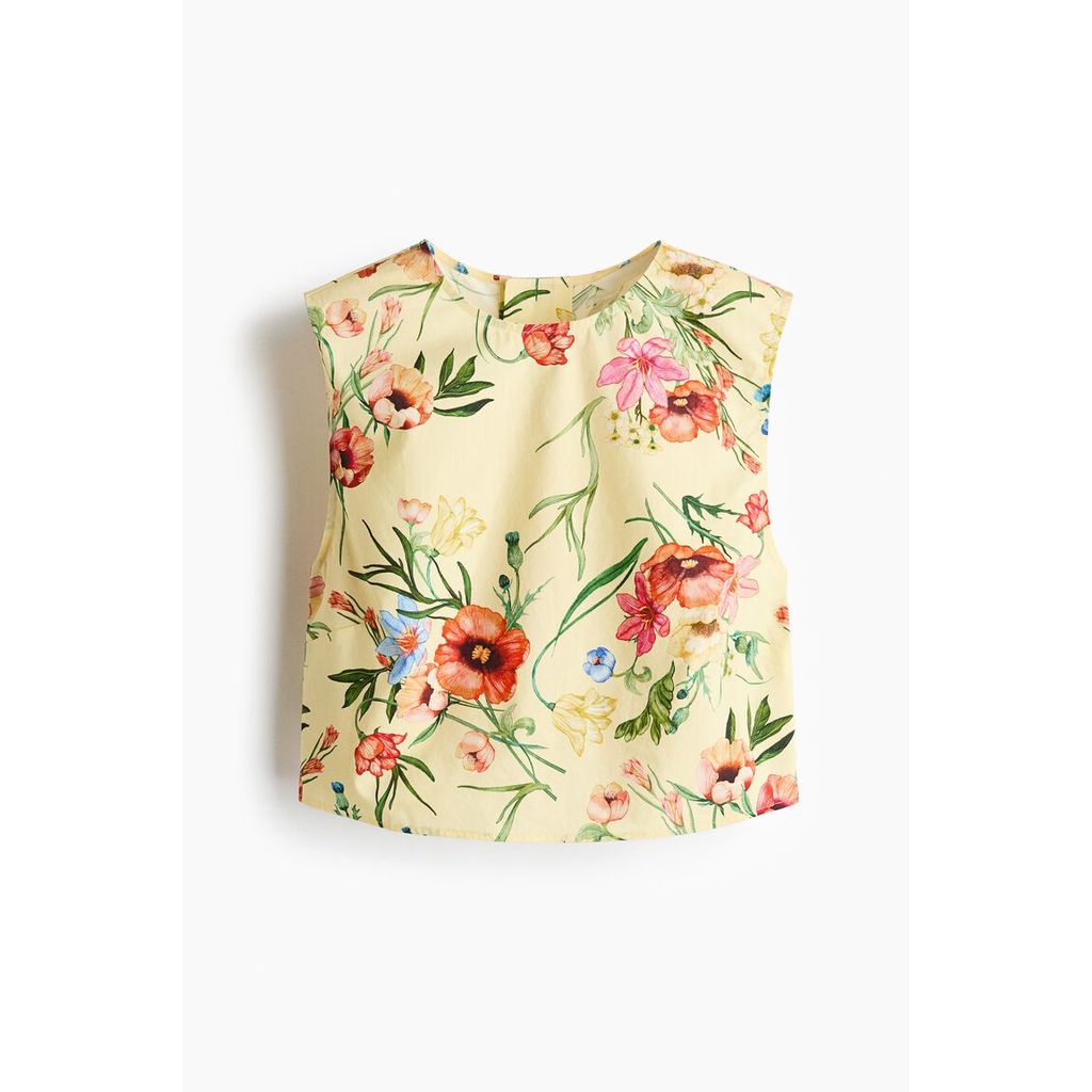 H&M(เอชแอนด์เอ็ม) เสื้อท็อปครอปผ้าป๊อปลิน ผู้หญิง 1329272_2 ราคา ถูกที่สุด ดีลบีเคเค แกลเลอรีภาพที่ 3