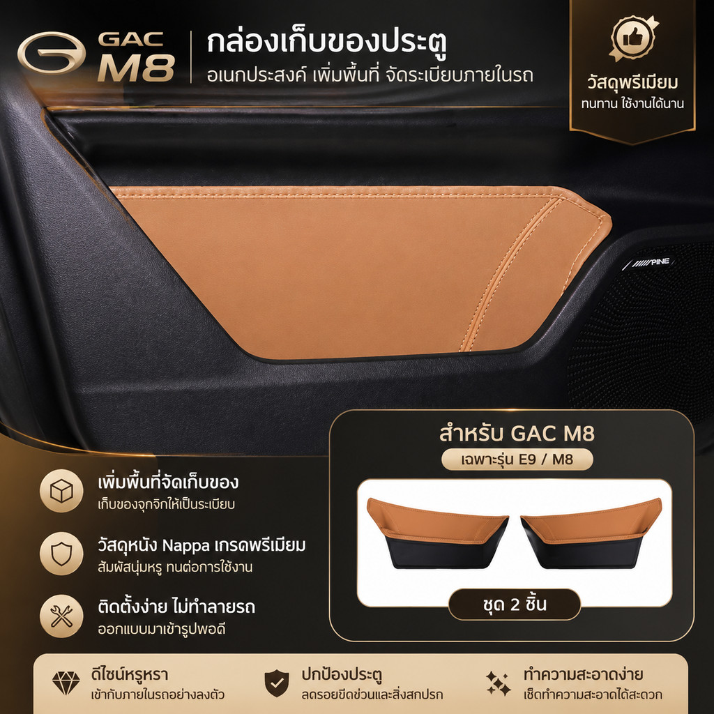 G GAC M8 2 กล่องเก็บของประตู Slot Mat Storage Slot เสื่อภายใน G4B6