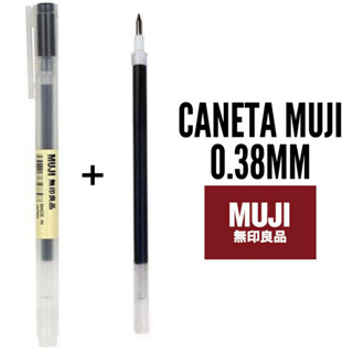 Muji ปากกาสีดํา 0.38 มม. ปลายบางพิเศษ และไส้ปากกาเติม 1 ชิ้น