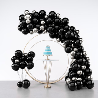 Kit 150 Balões Preto Número 7 + Prata Metalizado Cromado Tamanho 5 Polegadas - Balão Bexiga Para Festas e Aniversários