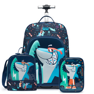 Kit Escolar Mochila Unicórnio Tubarão Escolar Infantil Carrinho Rodinha