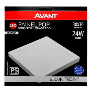 Painel Plafon Led Quadrado/Redondo Sobrepor/Embutir 18w/24w Teto Branco Frio Avant
