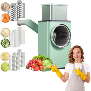Ralador de Queijo, Fatiador de Legumes e Cortador de Vegetais 3 em 1: Manual, Giratório, com Manivela Multifuncional para Aprimorar sua Experiência na Cozinha