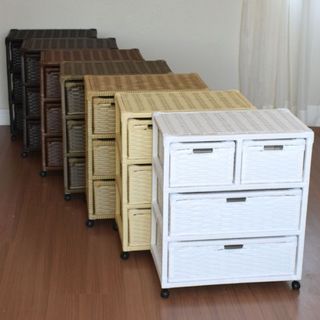 Gaveteiro Organizador 55x33x65cm em Fibra Sintética 4 Gavetas Móveis Banheiro Quarto Sala Cabeceira