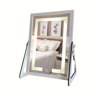 Espelho Maquiagem Grande de Mesa Portátil Com Led e Botão Touch 32x45cm Camarim