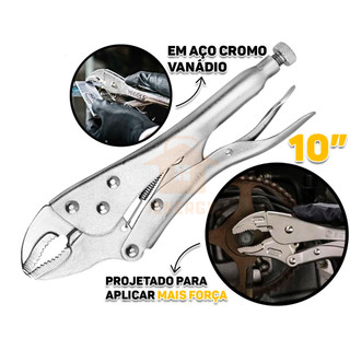 Alicate de Pressão Em Aço Carbono Com Mordente Curvo 10 Polegadas 250mm