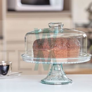 Boleira de Vidro com Pé e Tampa Vitazza Prato 28cm para Bolo, Doces, Sobremesas, Decoração