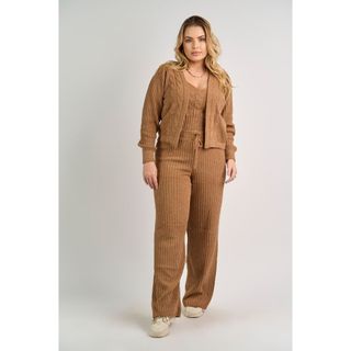 Trijunto de frio 3 Peças Calça Blusa e Regata Mousse Tricot Trico Premium Casual Elegante