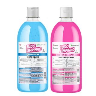 KIT SABÃO DE QUEROSENE 1 L E ÁLCOOL PERFUMADO 1L TUDO LIMPINHO