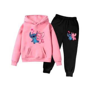 Moletom Infantil Conjunto Calça e Blusa de Frio Stitch Fofo Menina