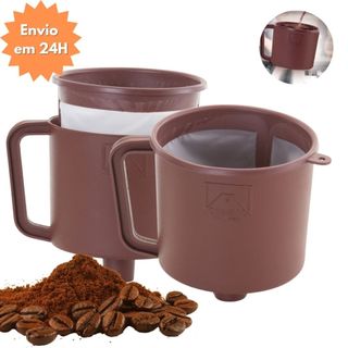 Coador de Café Chá com Filtro Reutilizável 103 Econômico com Alça e Suporte