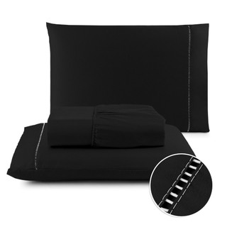 Lencol King Jogo De Cama Casal 400 Fios Micropercal com Ponto Palito