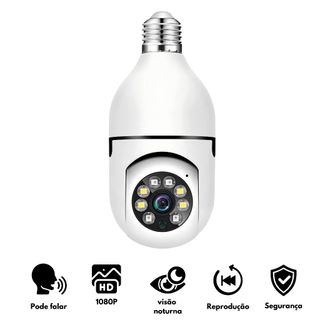 Câmera wifi ip sem fio giratória 360 com encaixe lampada full HD visão noturna segurança
