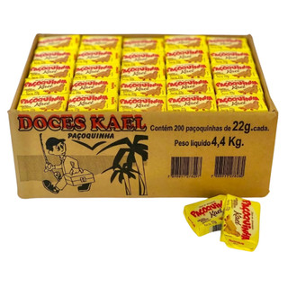 Doce de Amendoim Paçoca Rolha Paçoquinha Quadrada Kael Caixa 22g 200 unidades 4.4kg