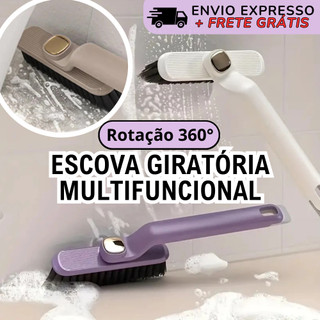 Escova Rotativa Giratória Multifuncional De Limpeza Para Banheiro Cozinha Piso Cerdas Rigidas 2 em 1