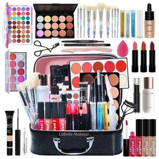 Kit Maquiagem Cilios Postiço Necessaire Pó Banana Base Rimel