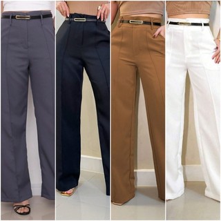 Calça Social Feminina Z Modelo Pantalona Alfaiataria Com Cinto Lançamento Moda Zara elegância premium
