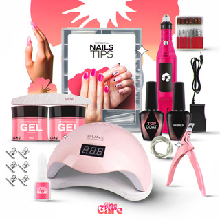 Kit Unha Gel Completo Cabine Sun 5 48W Digital Lixadeira Elétrica Caneta Pedicure e Manicure Alongamento De Unhas Tips
