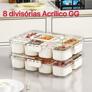 Pote Acrílico  Grosso  Luxo 8 divisórias / 4 divisorias De Frutas legumes Carnes Ovos Acrílico  Transparente multiuso