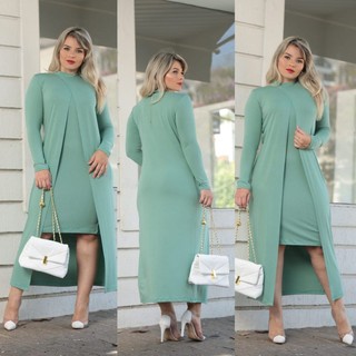 Vestido com cardigã Manga Longa.(Cód 0007)