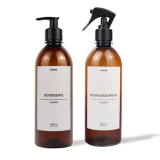 Kit detergente & desengordurante frasco âmbar 500 ml 2 pçs PATRA