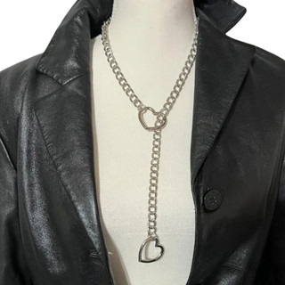 Colar Gravata Slip Body Chain BDSM Prateado Uniissex Corrente Resistente Gotico