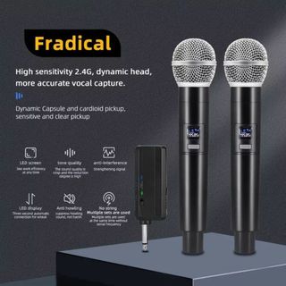Microfone Sem Fio Recarregável De Karaokê Portátil Com Receptor Dinâmico Profissional