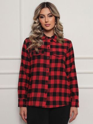 Camisa Xadrez Feminina Flanelada Quentinha Quadriculada Festa junina