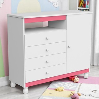Cômoda Organizadora De Roupas Gavetas Gaveteiro Quarto Bebe Baby Multiuso Organizador Regulagem Pés