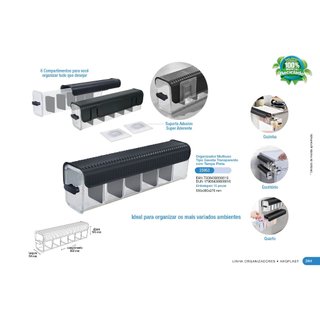 ATÉ 4 Organizador Multiuso Tipo Gaveta Com 6 Divisórias Preto COM TRANSPARENTE  compacto Blogueiras
