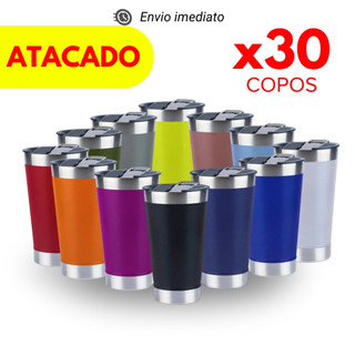 Kit 30 20 10 Copo Térmico 473ml Com Tampa e Abridor de Garrafas Copo Inox Atacado Gravação Laser