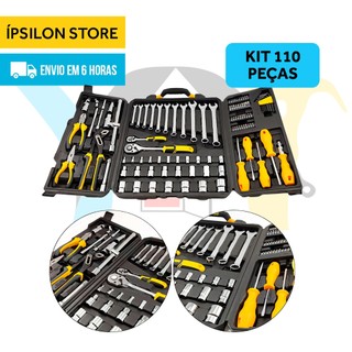 Kit Com 110 Peças De Ferramentas Aço Cromo Vánadio Alicate Bits Chave Qualidade Profissional Maleta