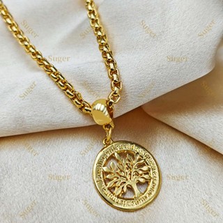 Conjunto Colar pingente Árvore Da Vida banhado ouro Corrente Feminino Acessórios Femininos necklace