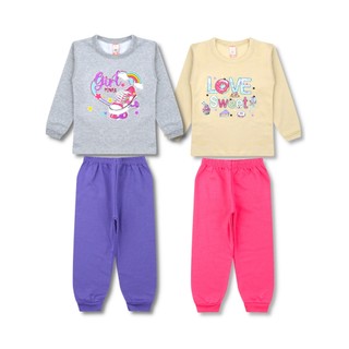 2 Conjuntos Moletom Infantil Feminino Roupa de Inverno Menina 4 Peças - 2 Blusas e 2 Calças