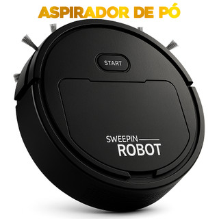 Super Mini Robô Aspirador de Pó Recarregável Sweepin Robot Black