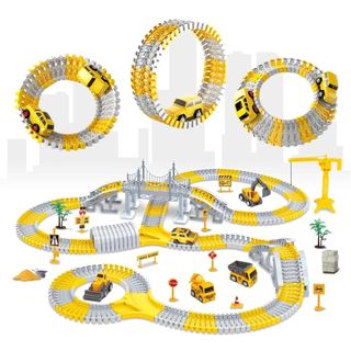 Pista de Carrinho Infantil com 98, 180 e 345 Peças Brinquedo Construção com Carrinho