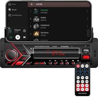 Rádio MP3 Player Som Automotivo Bluetooth Universal Suporte para Celular USB SD First Option 3010F