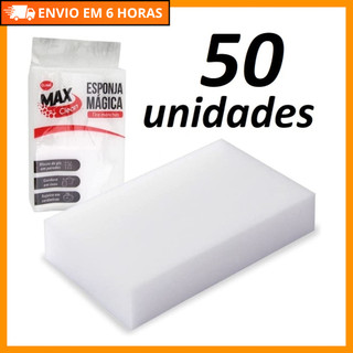 Kit 50 Esponjas Mágicas Brancas Removedoras de Manchas — Limpeza Profunda Sem Produtos Químicos