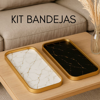 BANDEJA MARMORE BRANCO PRETO DECORATIVA MULTIUSO BANHEIRO LAVABO SALA DOURADO